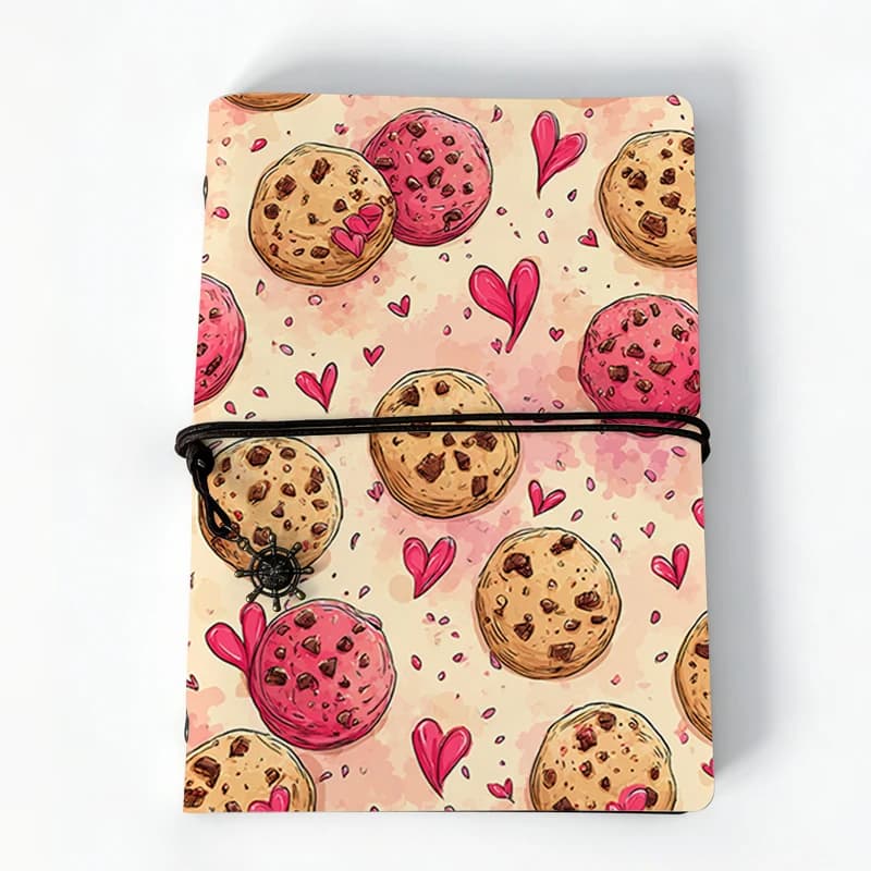 Idea Regalo Aziendale: Taccuino A5 - Design Pirata, Ideale per Addii ai Colleghi e Celebrazioni, Copertina con Motivi di Biscotti e Cuori