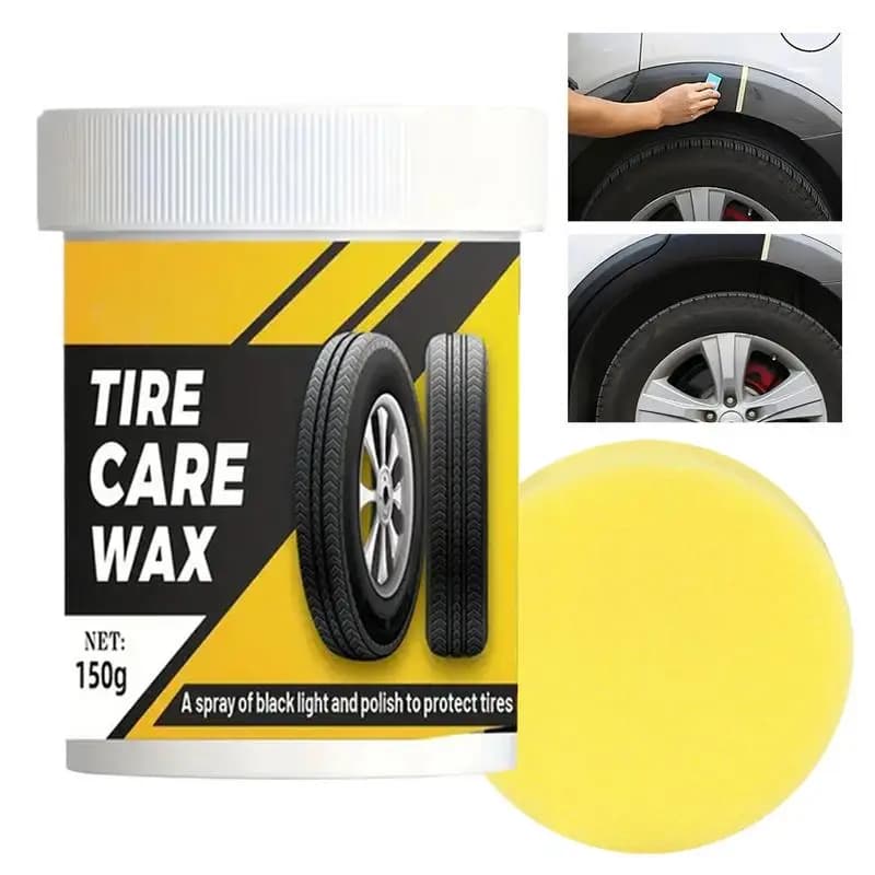 Pneumatico per auto Shine Pneumatico per auto Cera schiarente nera 150g Pasta lucidante Pulizia Annerimento Rivestimento con applicatore in spugna per