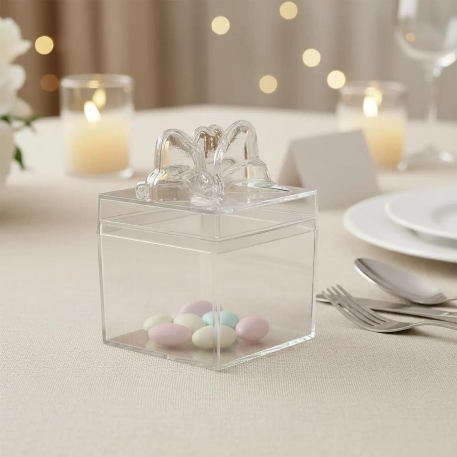 Transparent Plastic Cartoon Box with Tape, Transparent Multipurpose Container for Candy, Mini Cube Container for Food, Small Container for Various Objects