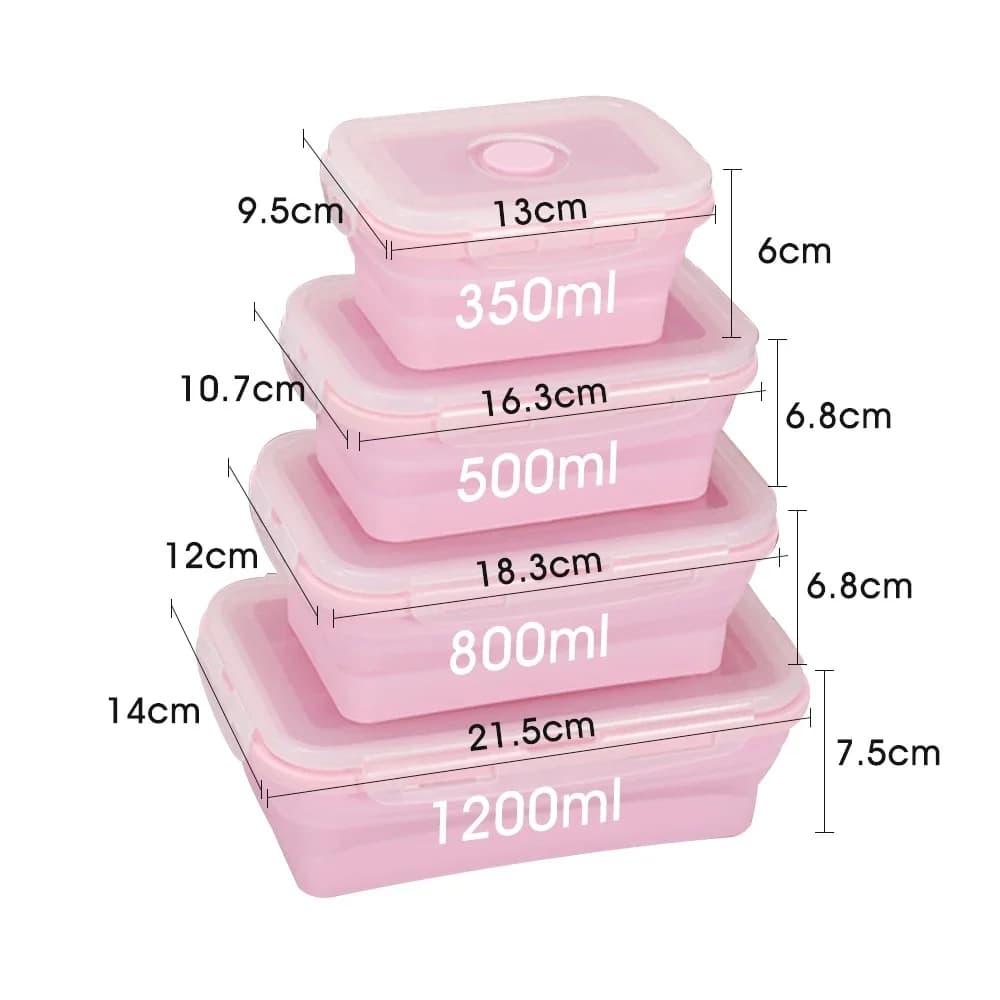 Contenitori pieghevoli per alimenti con coperchi e sfiato, 11,8 once, set di contenitori pieghevoli per la preparazione dei pasti in silicone impilabili da cucina per
