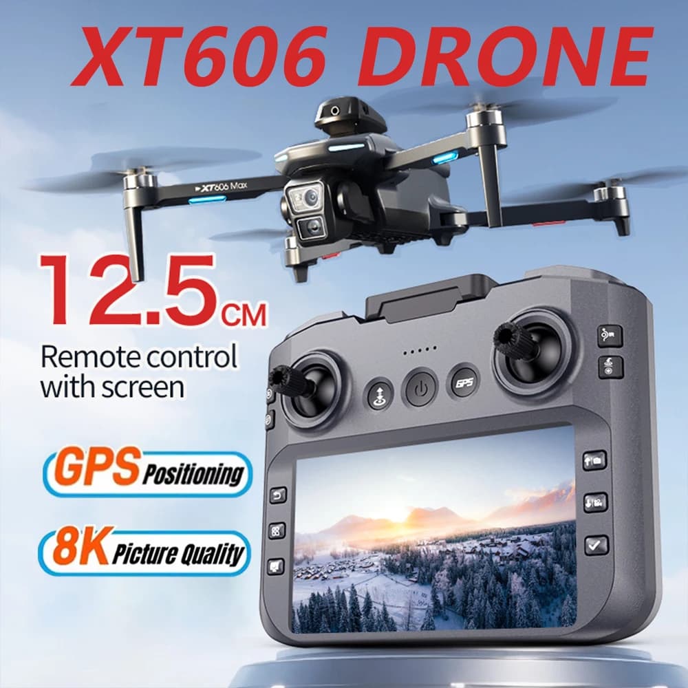 2025 New XT606 GPS Drone 4K Professional HD Dual Camera With Screen 5G WIFI 360°Obstacle Avoidance Brushless Rc Quadcopter Drone