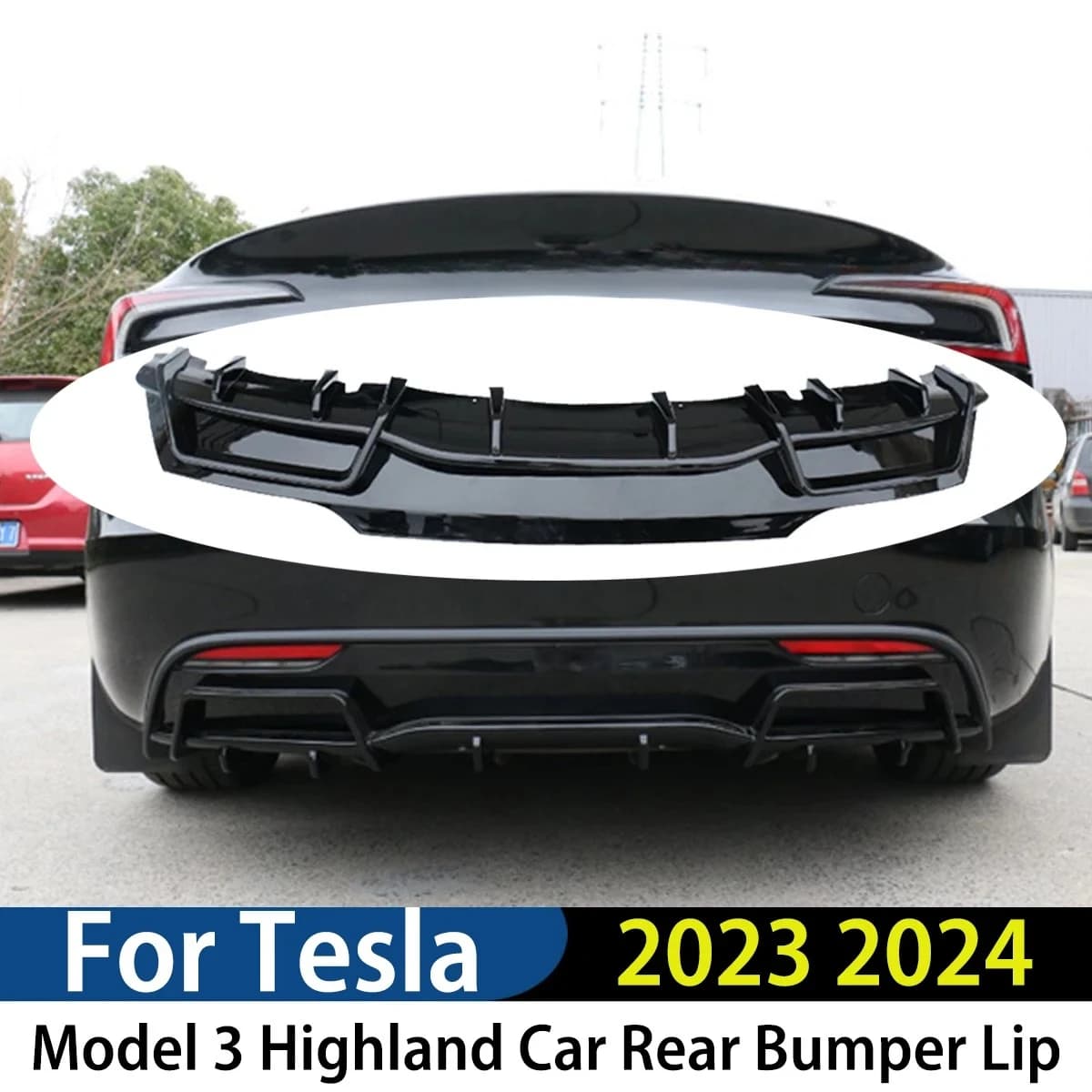 For Tesla Model 3 Highland 2023 2024 Car Rear Bumper Lip Splitter Spoiler Diffuser Auto Accessories Modification Exterior Tuning