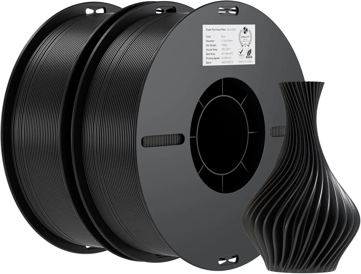 Filament PLA 1.75mm Pack of 2KG, 3D Printer Filament with Dimensional Accuracy +/- 0.02mm, No Grovigli and Strong 3D Printing Adhesion
