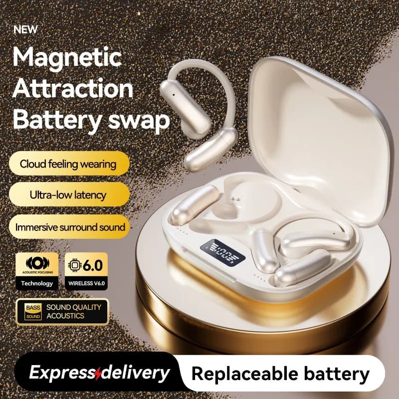OWS High Sound Quality Sleep Wireless Earphone Magnetic Design Long Battery Life Bluetooth Headphone Noise Reduction Work Earbud