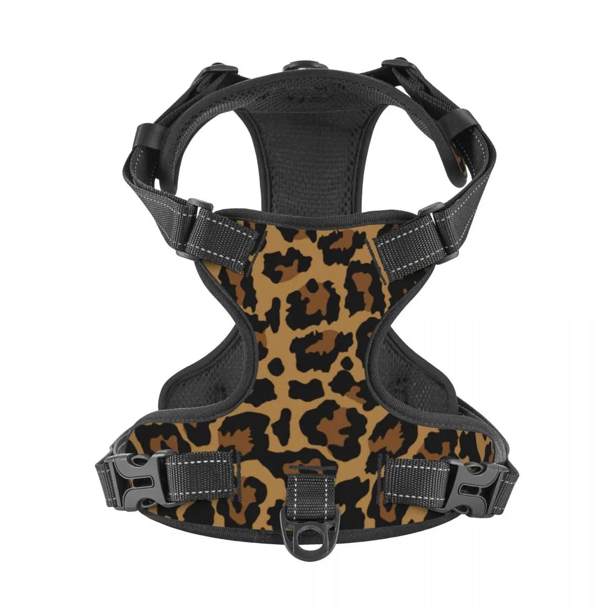 Pettorina per cani per gatti per cani Pettorina per animali domestici regolabile Pelle di leopardo riflettente Servizio di allenamento Facile controllo