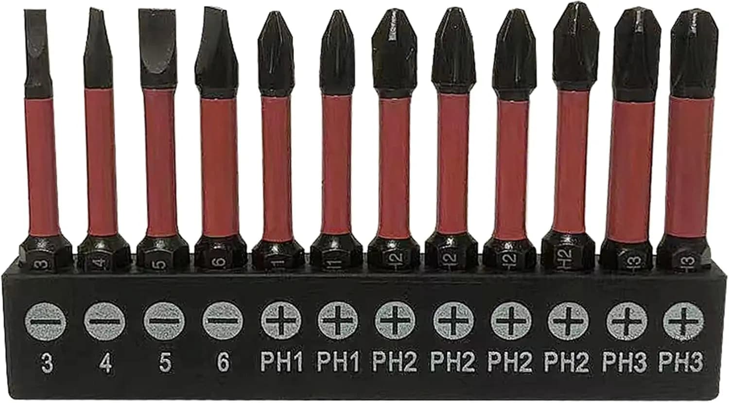 Set di 12 Punte Magnetiche per Avvitatore a Impatto, Attacco Esagonale da 1/4 di Pollice, in Acciaio S2, Lunghezza 2 Pollici