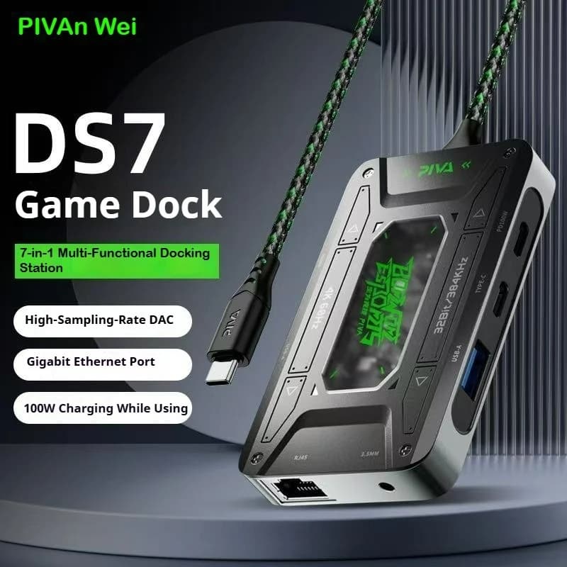 Piva DS7 / DS7 PRO Tablet Adapter Gigabit Ethernet Por 4K HDMI Video and Audio Capture Mobile Docking Station