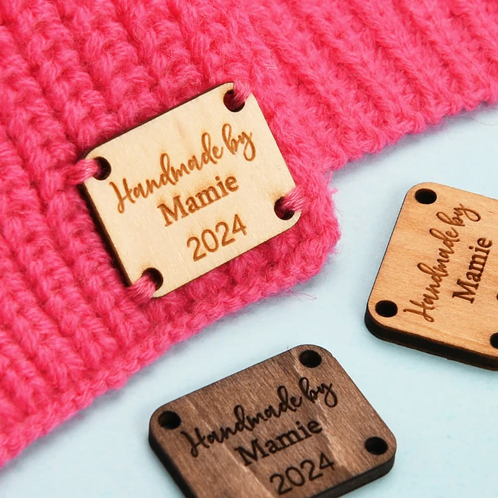 Etichette in legno personalizzate incise al laser per decorazioni domestiche, abbigliamento, scarpe - Etichette eco-legno da 3 mm, etichette personalizzate per fai da te, dimensioni multiple