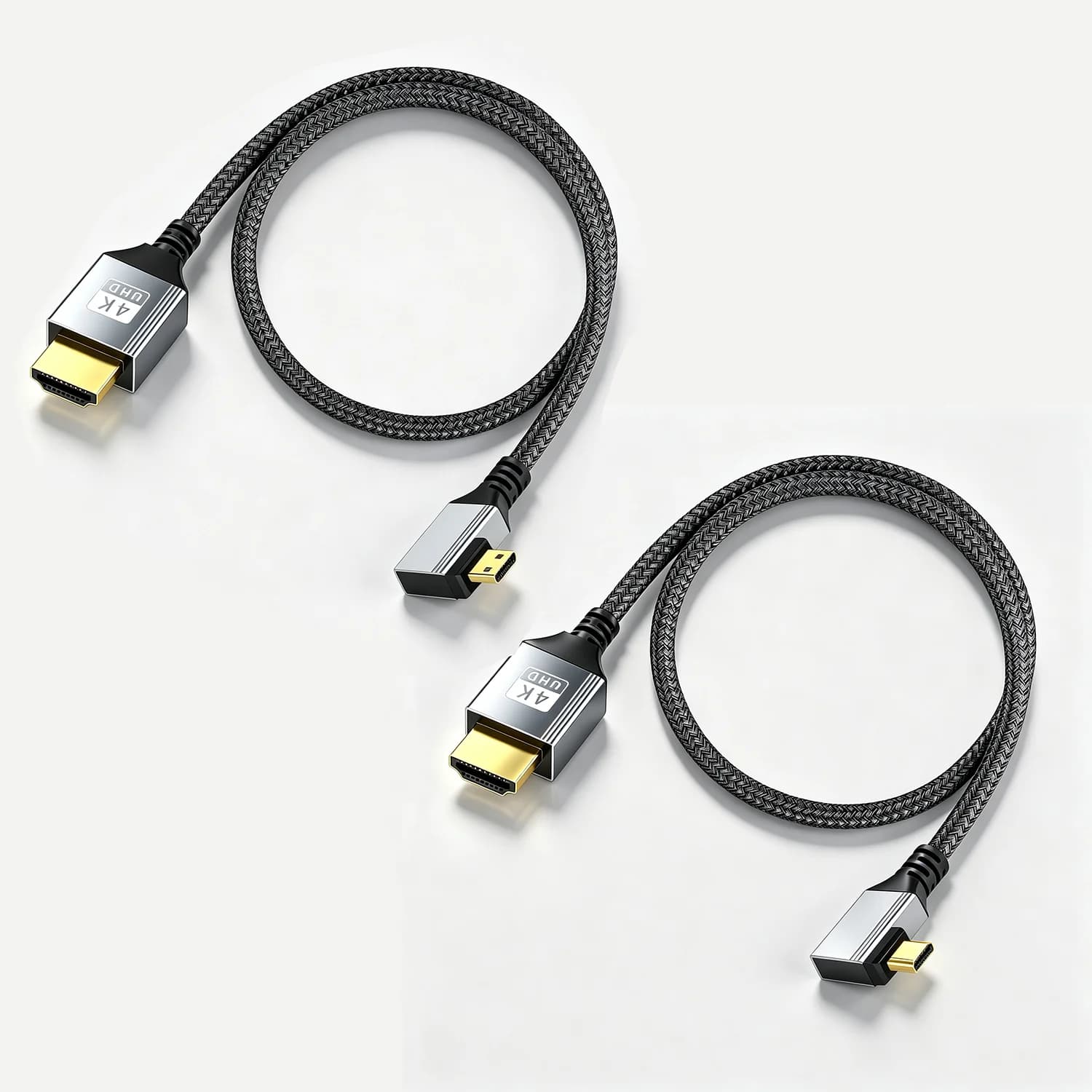 UHD 4K cable from 0.5 m Left angle/right from 90 degrees Micro-HD door to HD Short nylon cable woven aluminum for tablet Portable HDTV camera