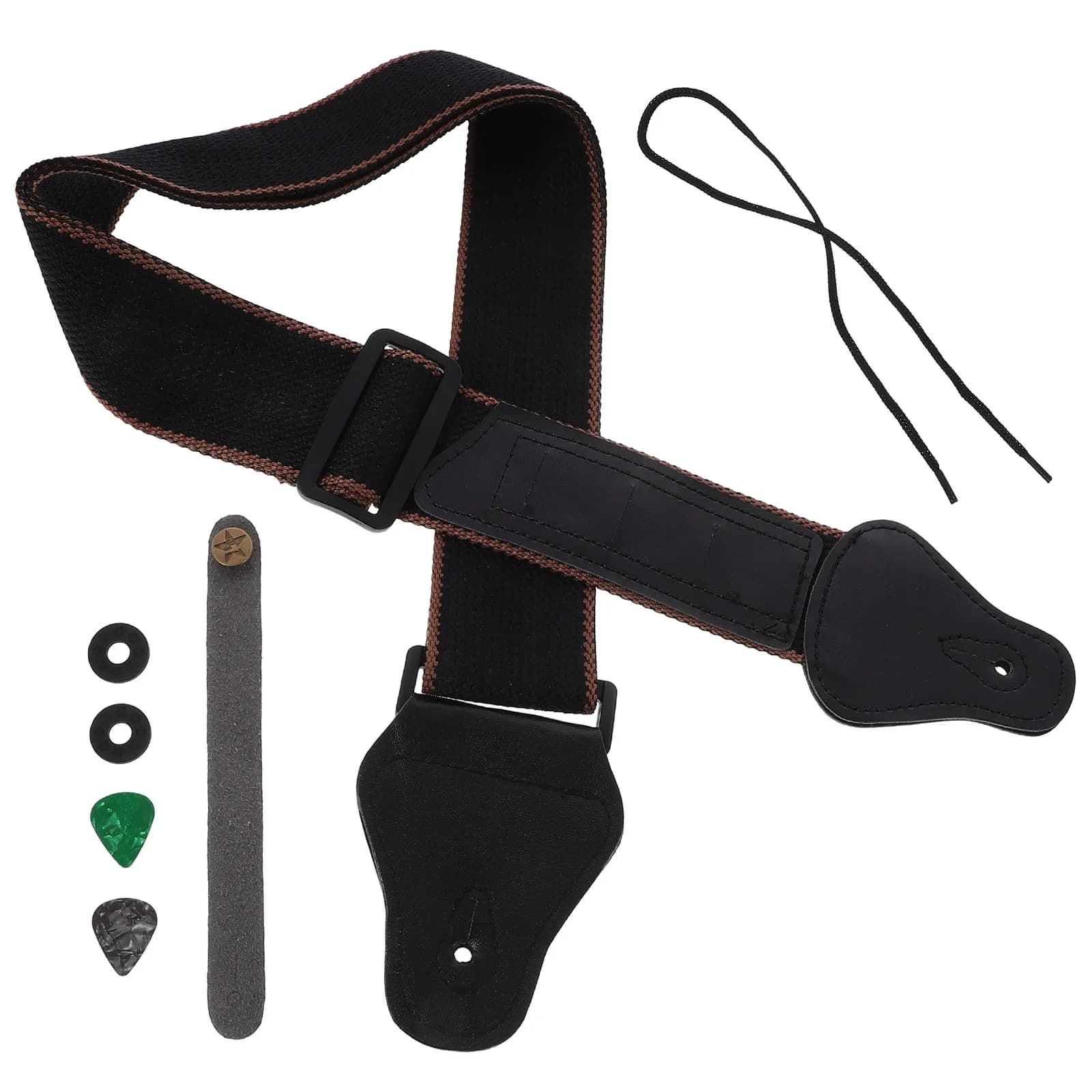 1 set di cinturini per chitarra, lunghezza regolabile, resistenti all'usura, per chitarra acustica, elettrica, basso, folk, ukulele, comodi