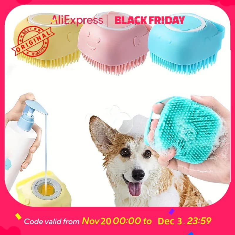 Spazzola multifunzionale per la pulizia degli animali domestici: silicone, depilazione, bagno massaggiante, sicura per cani con bolle