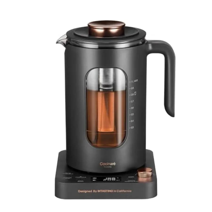 Bollitore Elettrico con Corpo in Vetro e Infusore Integrato per Controllo Preciso della Temperatura, Riscaldamento Rapido 1200W, Materiale Senza BPA