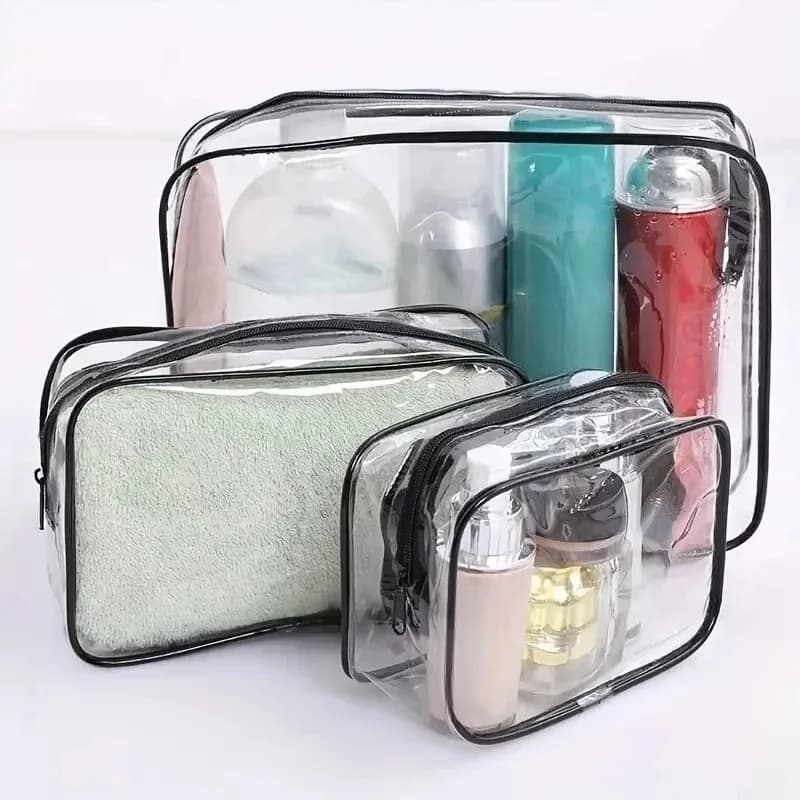 Simple PVC Transparent Makeup Bag Waterproof Transparent Cosmetic Case Travel Makeup Organizer Bag Toiletry Washing Bag
