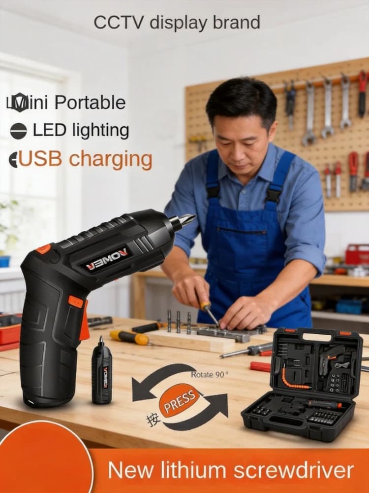 Mini Cordless Lithium Electric Screwdriver Household Rechargeable Hand Drill Multifunctional Power Tool Set
