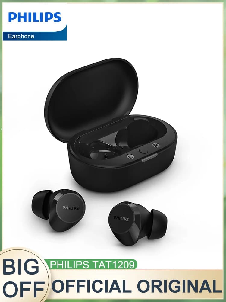 Auricolari ufficiali originali Philips TAT1209 Cuffie wireless Bluetooth 5.3 reali Cuffie per chiamate HiFi HD Touch Control Lunga durata
