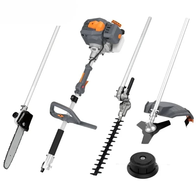 Cordless 4-in-1 trimmer, hedge trimmer, high branch saw, pruning shears, multi-functional brush cutter