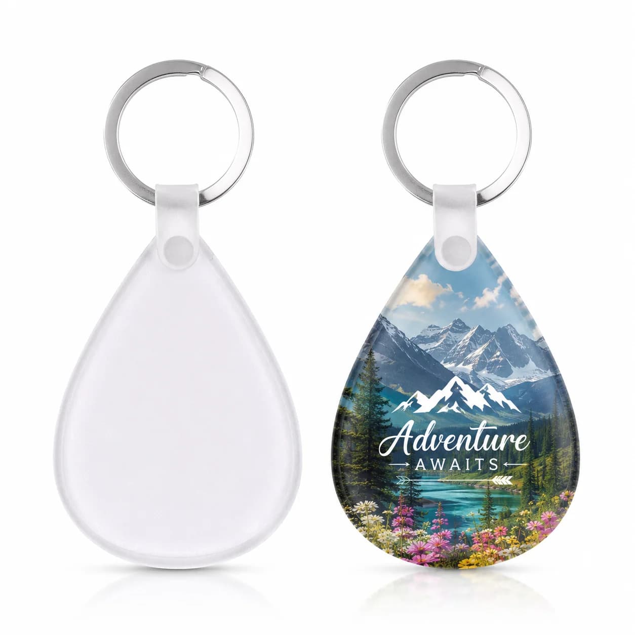 10Pcs Teardrop‑Shaped Acrylic Sublimation Blank Key Tags Set, Single‑Sided Printable DIY Craft Supplies with Key Rings
