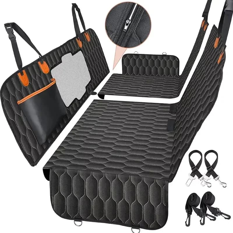 3-in-1Dog Back Seat Cover Removable Pet Car Cushion Scratch Resistant Mesh Window Dog Mat Dog Back Seat Cover Car Seat