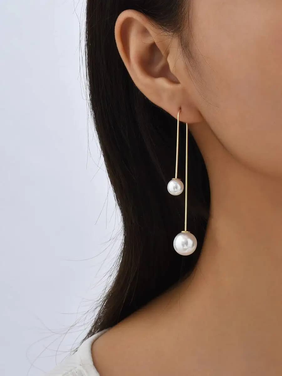 Faux Pearl Threader Earrings for Elegant Everyday Wear