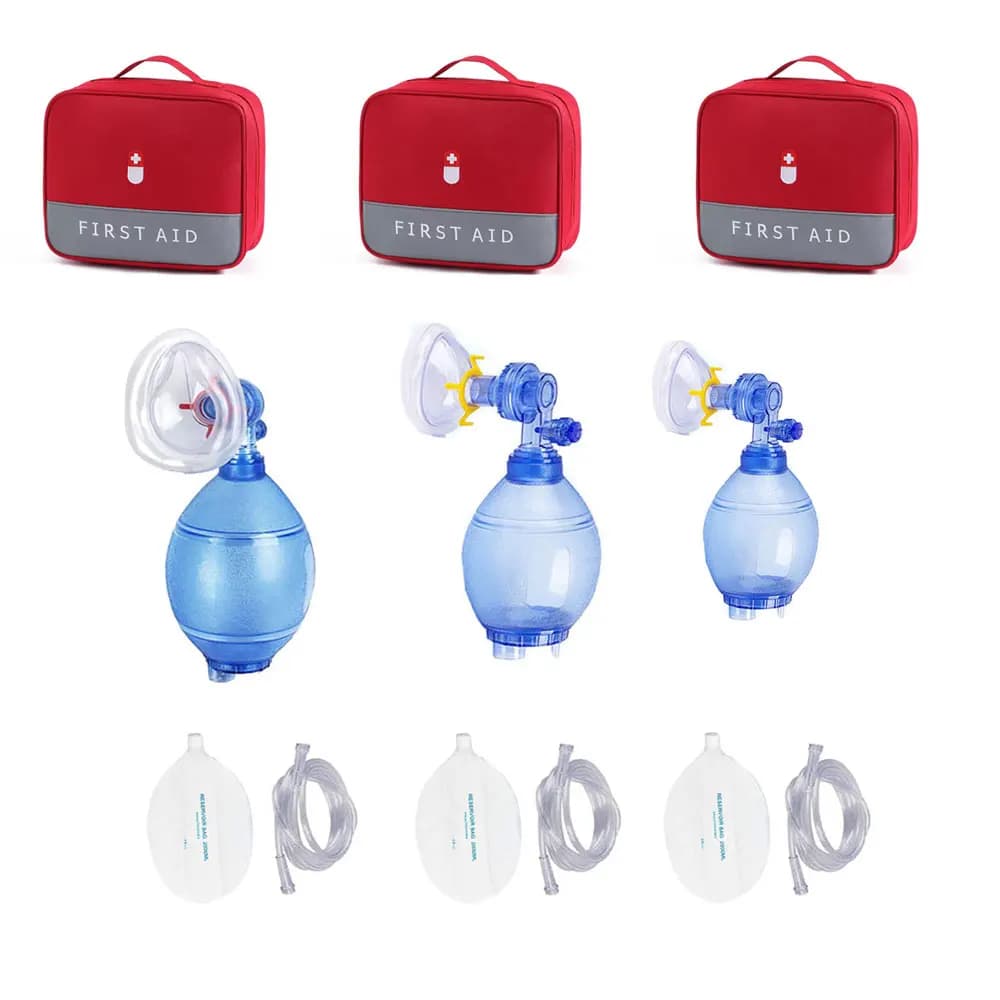 Adulti/Bambini/Infanti Rianimatore manuale Borsa Ambu in PVC Tubo di ossigeno Kit di pronto soccorso Strumenti per apparecchi di respirazione semplici