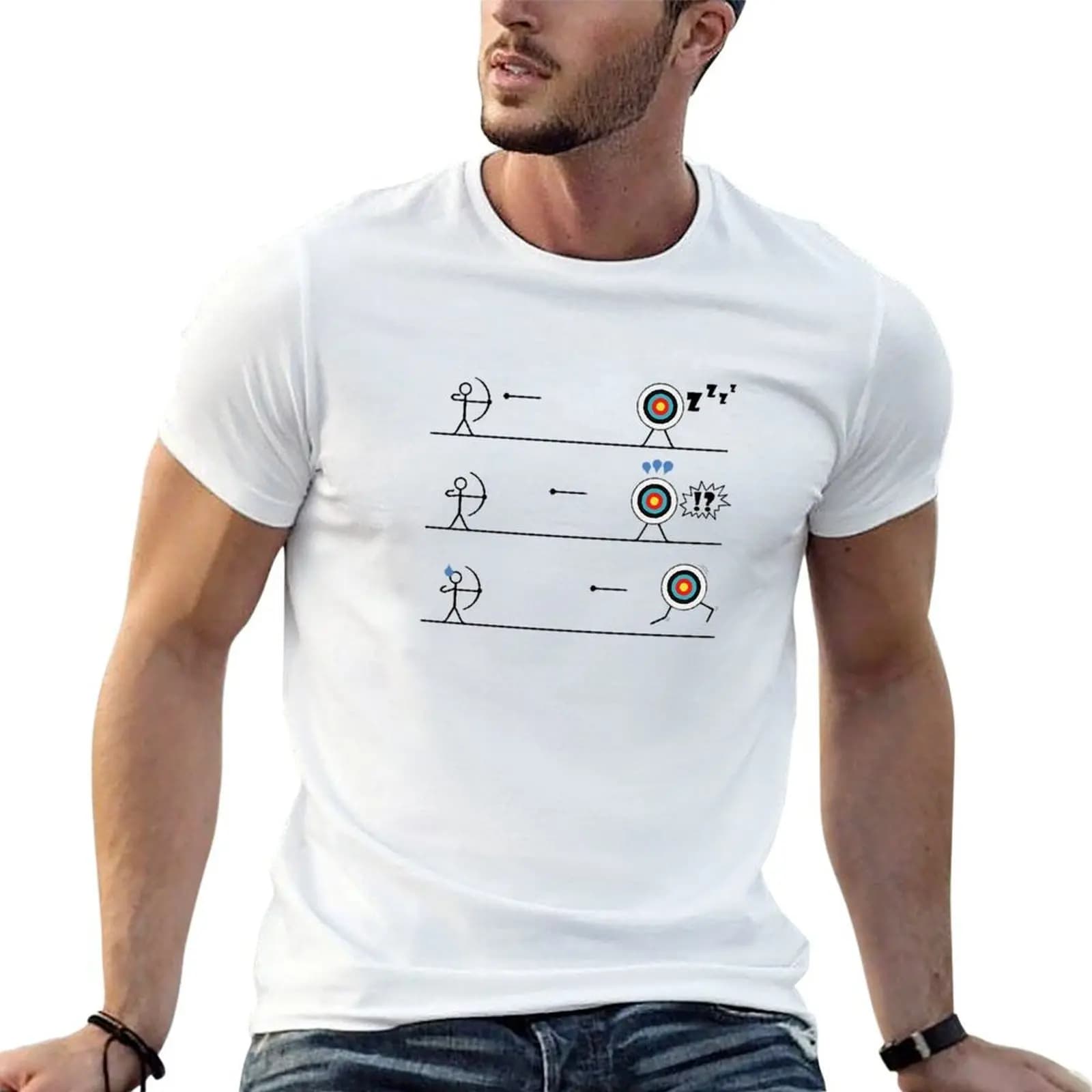 T-shirt da uomo Running Archery Target, in cotone, stile anime, oversize, da uomo