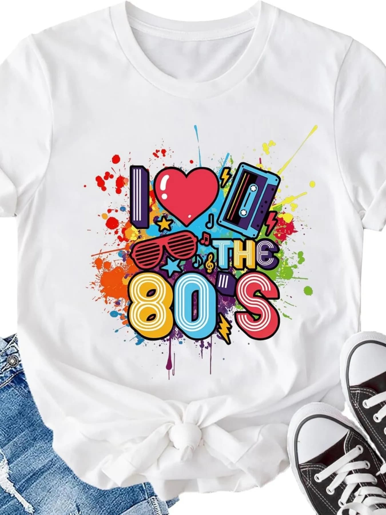 Plus size women's short sleeve T-shirt I Love The 80s Spring and Summer Must-Haves summer outfit women's clothing