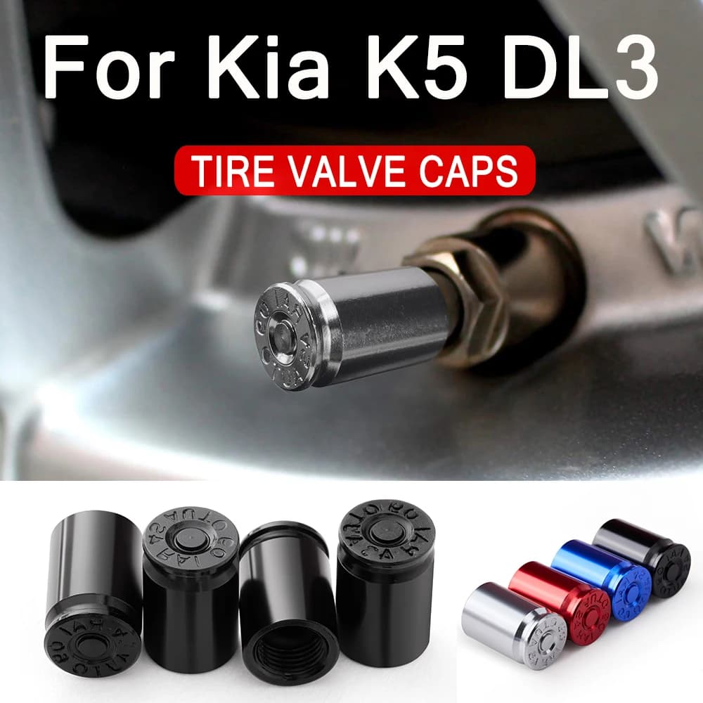 4 Pezzi Tappi Valvola Pneumatici Auto Impermeabili Antipolvere per Kia K5 DL3 2021~2026 2022 2023 2024 2025