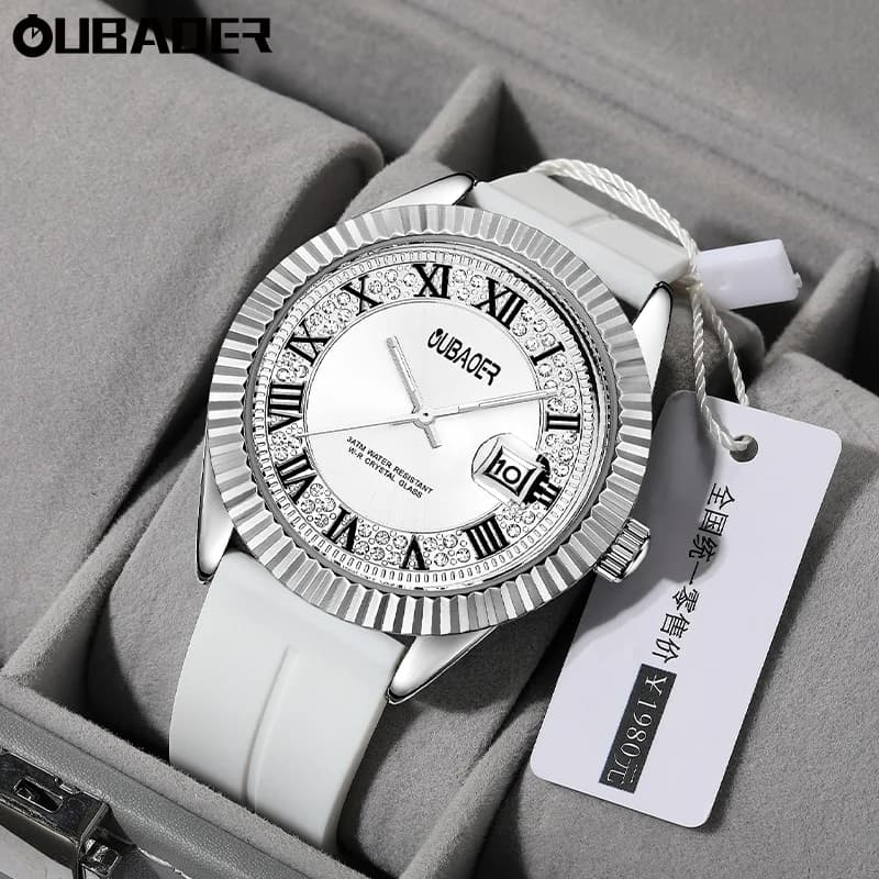 OUBAOER Man Modern Casual Business Quatz Timepiece Men's Adopts Thin Watch Case Magnet Hook Adhesive Tape Watch Fashion Clock