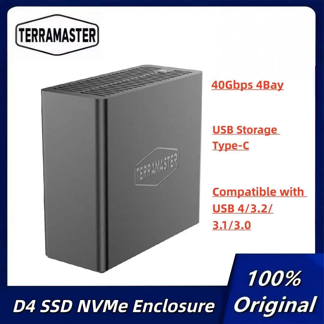 Custodia SSD NVMe TERRAMASTER D4 - 40 Gbps 4Bay, archiviazione USB tipo C (senza disco)