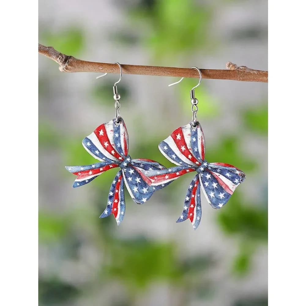 1 paio di orecchini vintage in lega di zinco per il Giorno dell'Indipendenza americana, regalo patriottico per le donne
