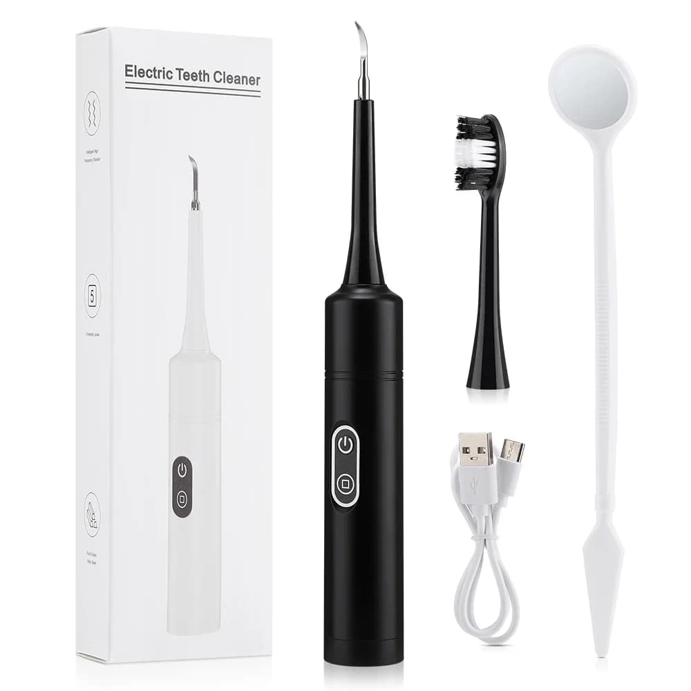 Electric device 2 in 1 for Dental Cleaning, Removing Macchie and Plate with Vibration, Including Brush Head, Oral Care Portable Kit