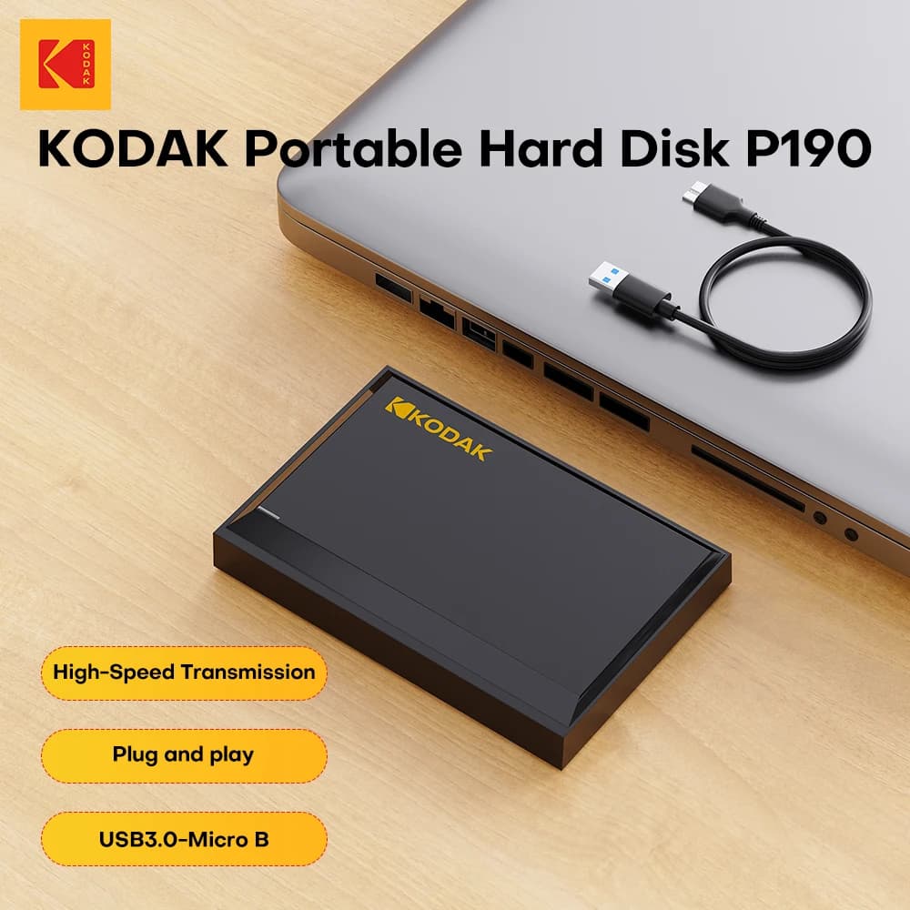 KODAK HDD portatile Disco rigido esterno da 1 TB 5 Gbps HDD da gioco portatile ad alta velocità 120 MB/s 2 TB per PS4/PS3/PS2/PS1/Switch