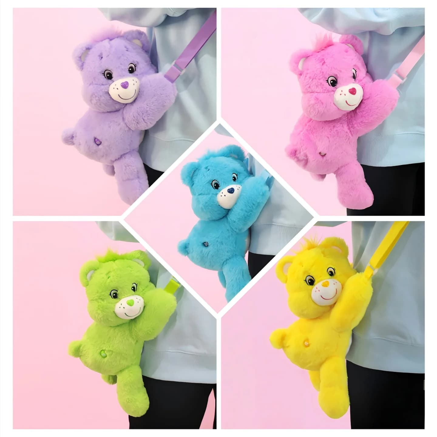 Borsa a Tracolla Care Bears in Peluche, Zaino Morbido a Forma di Bambola Cartoon, Borsa Kawaii per Ragazze, Regalo per le Vacanze