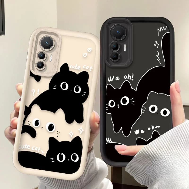 Beautiful Cat Black Phone Case For Xiaomi Little x7 X6 X5 X4 GT X3 NFC F7 F6 F5 F4 F3 M5s C65 C75 M6 Pro 4G 5G Full Cover