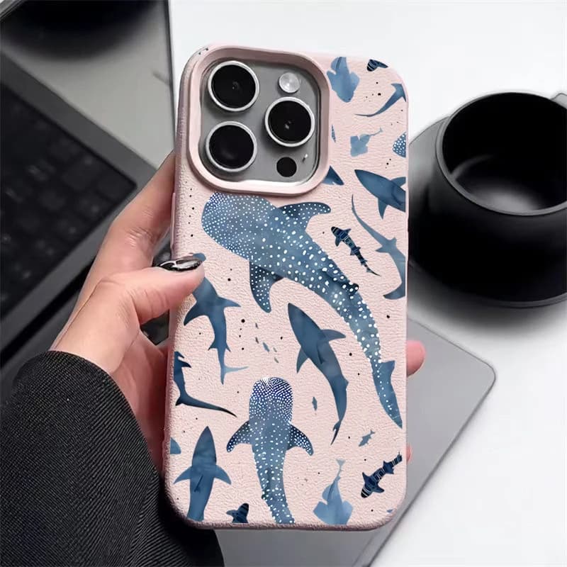 Cartoon Sharks Soft Case for iPhone 17 16 15 14 13 Pro Max 13 12 Pro Air 16e 11 Shockproof TPU Phone Cover for iPhone 14 15 Plus