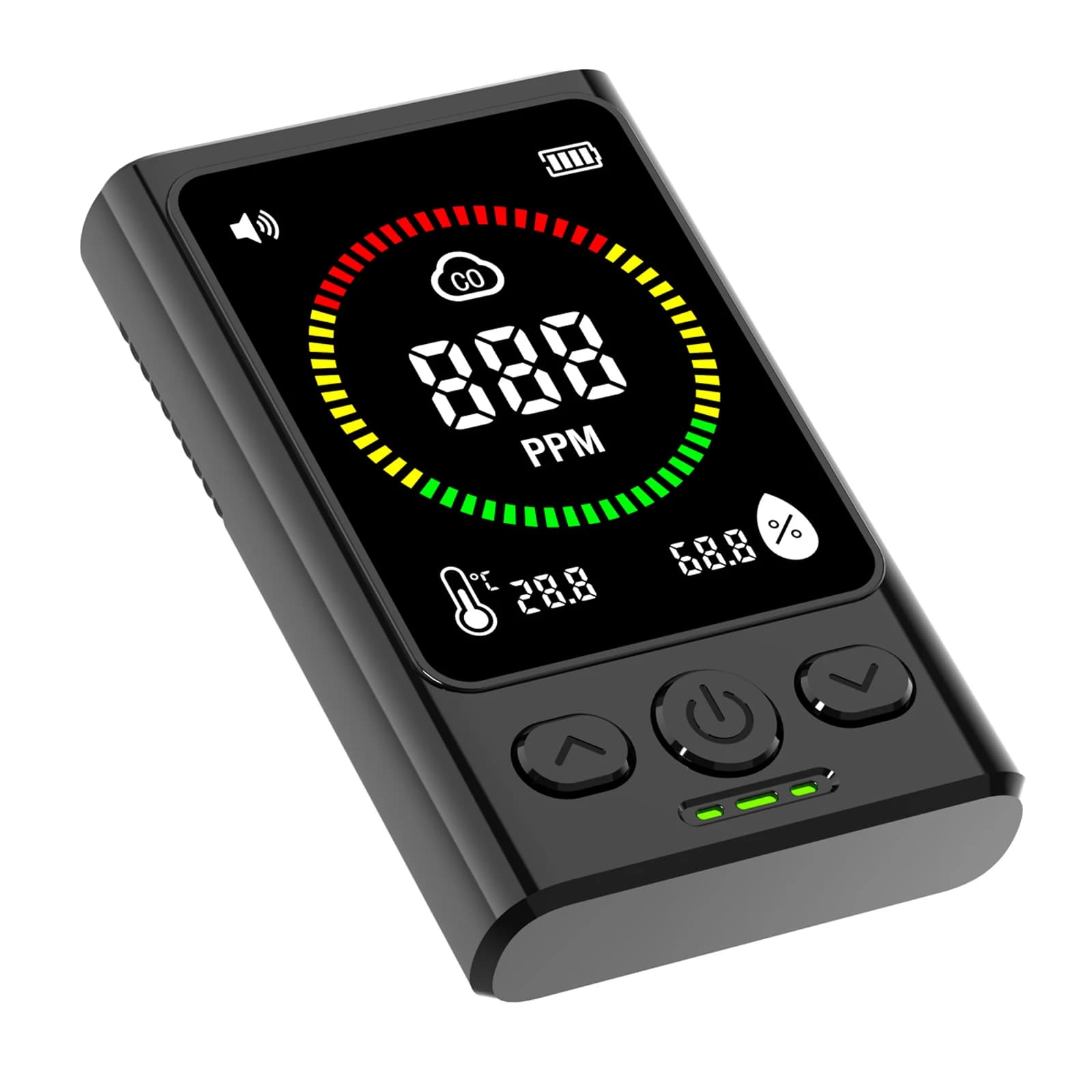 Rilevatore di Monossido di Carbonio 3-in-1 Ricaricabile con Display LCD, Allarme CO per Casa, Viaggi, Hotel, Interni