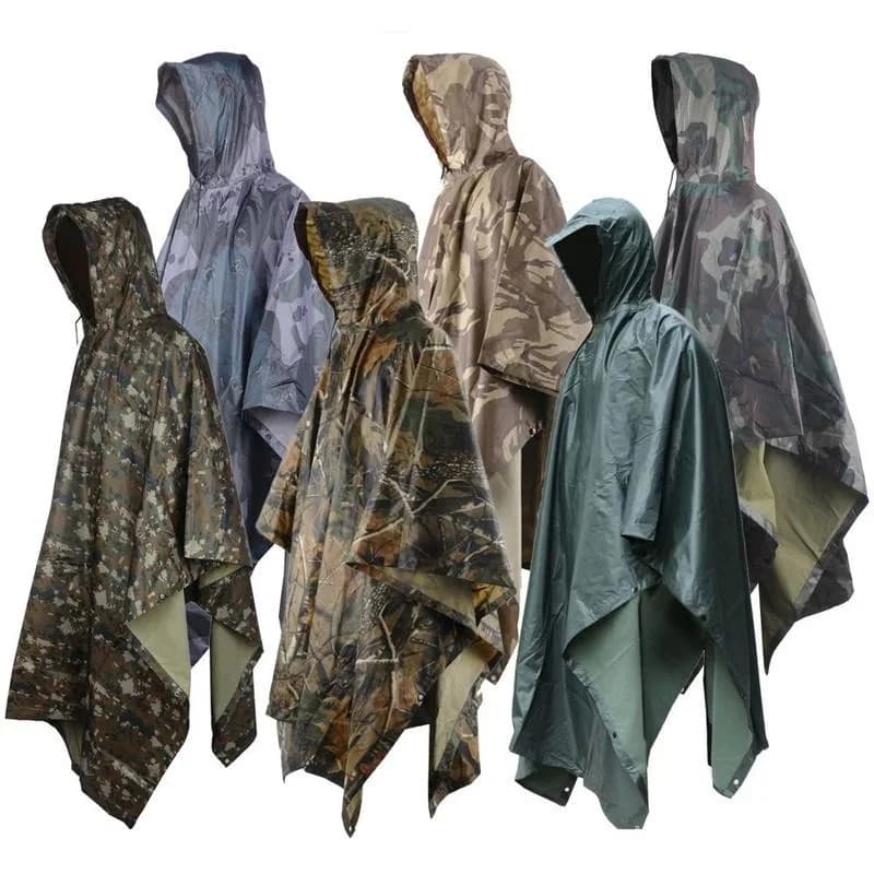 1PC Outdoor Camping Jungle Hunting 3 in 1 Camouflage Bionic impermeabile Poncho zaino parapioggia