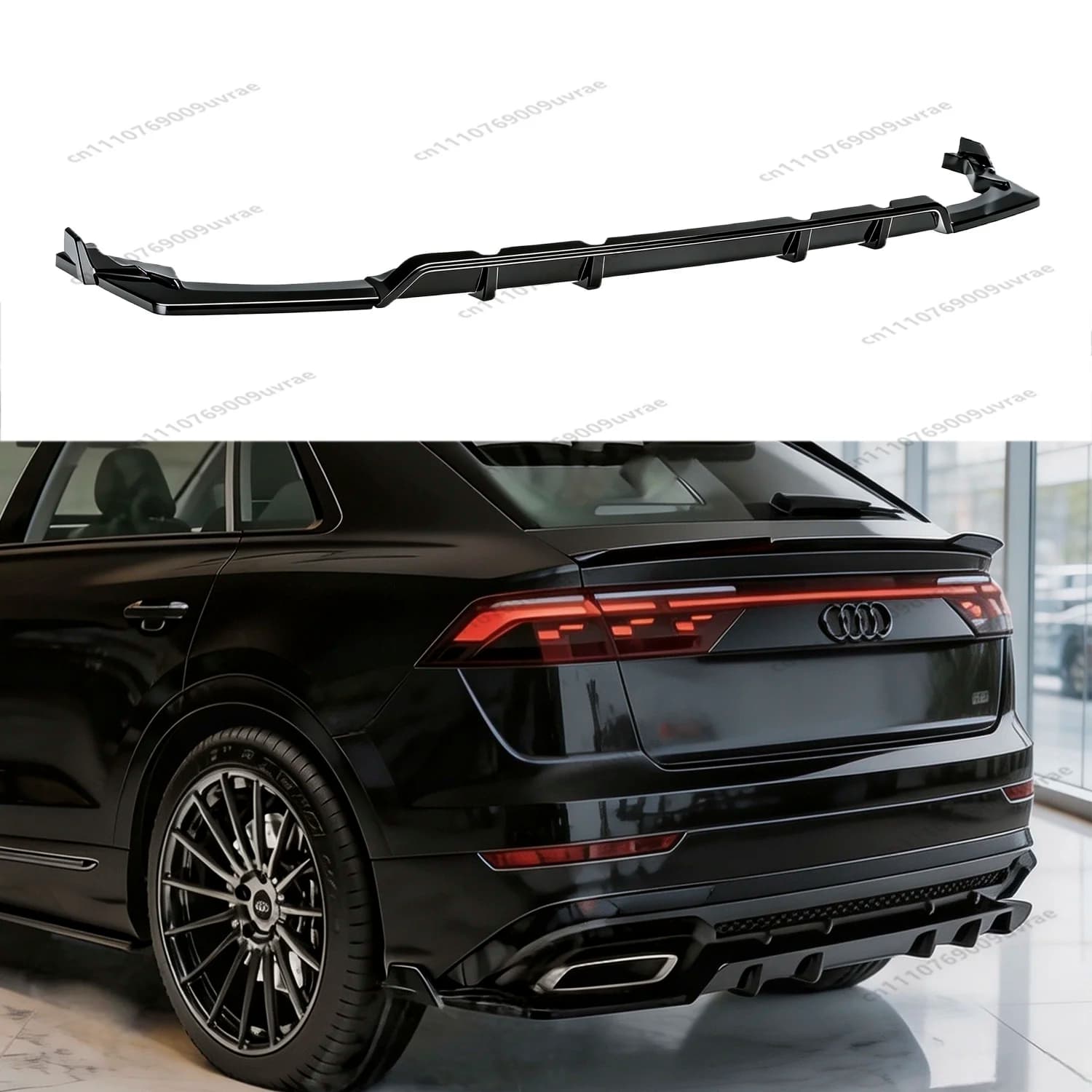 Gloss Black ABS Rear Bumper Valance Diffuser&Splitters For AUDI Q8 S-line 2024-2026 Facelift BodykitsTuning