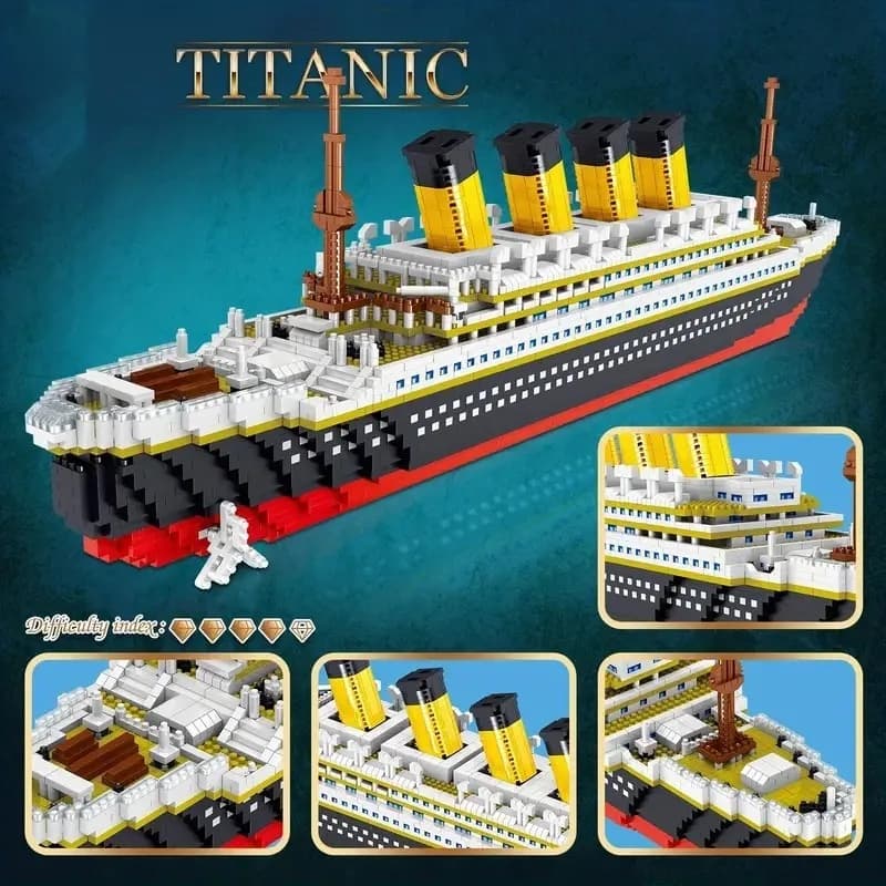 Titanic Micro Building Blocks DIY Assembled Boat Model Building Blocks Toy Cruise Ornaments Educational Handmade Model