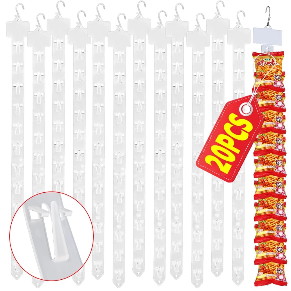 Hanging Strips Plastic Snack Shop Hanging Snack Display With Hooks Supermarket shelf Merchandising Clip Strip