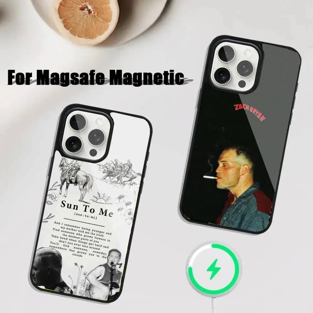 Custodia per telefono Singer Z-Zach Bryan per iPhone 17,16,15,14,13,12,11,Pro,Max,Plus,Mini,SE4,E Ricarica wireless magnetica Magsafe