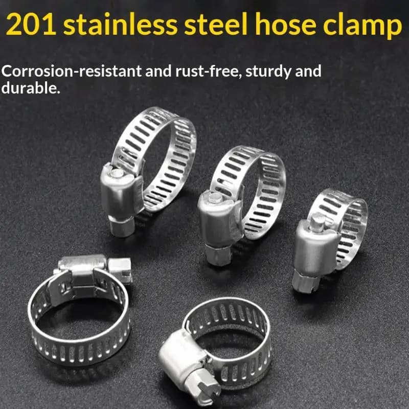 Stainless Steel Hose Clamps 10Pcs Rust Proof Heavy Duty Fasteners for Garden Hose Irrigation Home DIY Plumbing Repair Projects