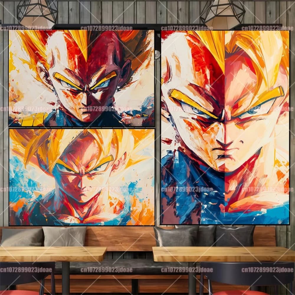 Dragon Ball Anime Wall Art - Vegeta Goku Gohan Super Cool Canvas Poster High-Quality Home Decor Cartoon Print