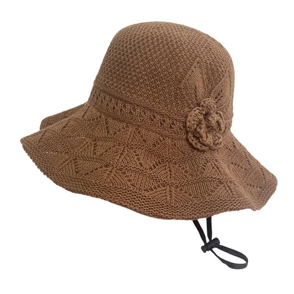 NEW UV Protection Knitting Cap Wide Brim Breathable Bucket Hat Foldable Beach Cap Women