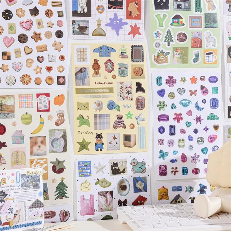 1300 Pezzi di Adesivi in Carta Carini, Stile Retrò Estetico, per Scrapbooking, Journaling, Decorazione Laptop, Fai da Te, Artigianato e Forniture per Planner