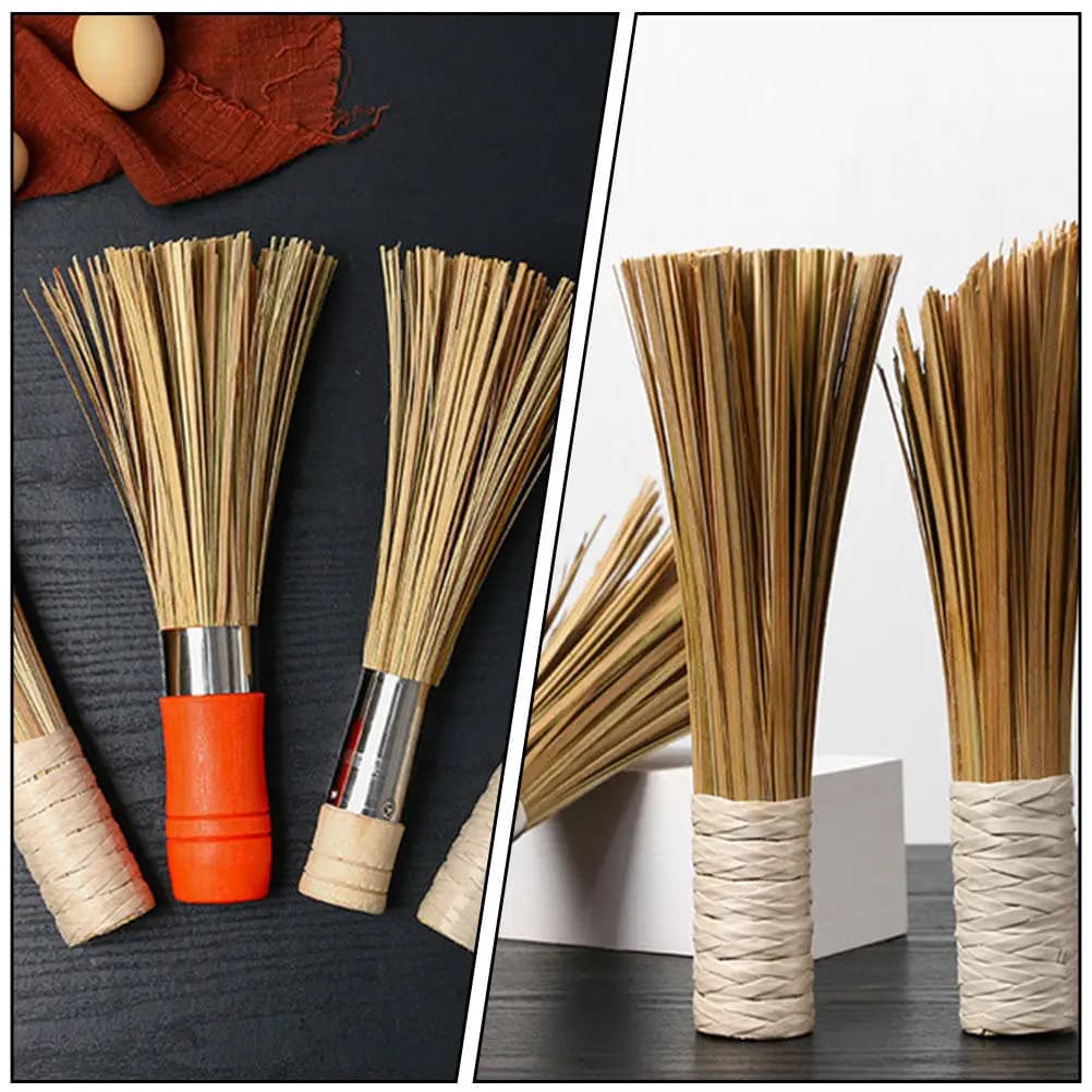 2Pcs Bamboo Kitchen Pan Brush Strong Decontamination Wok Cleaning Brush for Frying Dishwashing Eco Friendly
