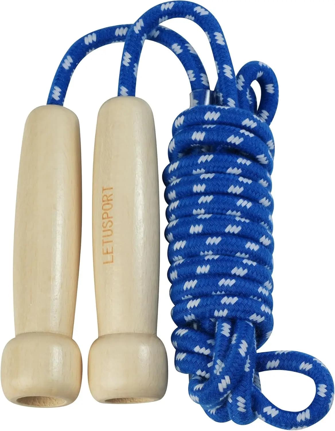 Corda per saltare regolabile da 8,8 piedi per donne, uomini e bambini, manico in legno, corda in cotone senza intrecci