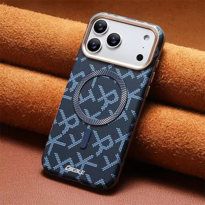 For iPhone 18 17 16 15 14 13ProMax 17air Business Leather Magsafe Phone Case Wireless Charging Alloy Lens Matte Shockproof Cover