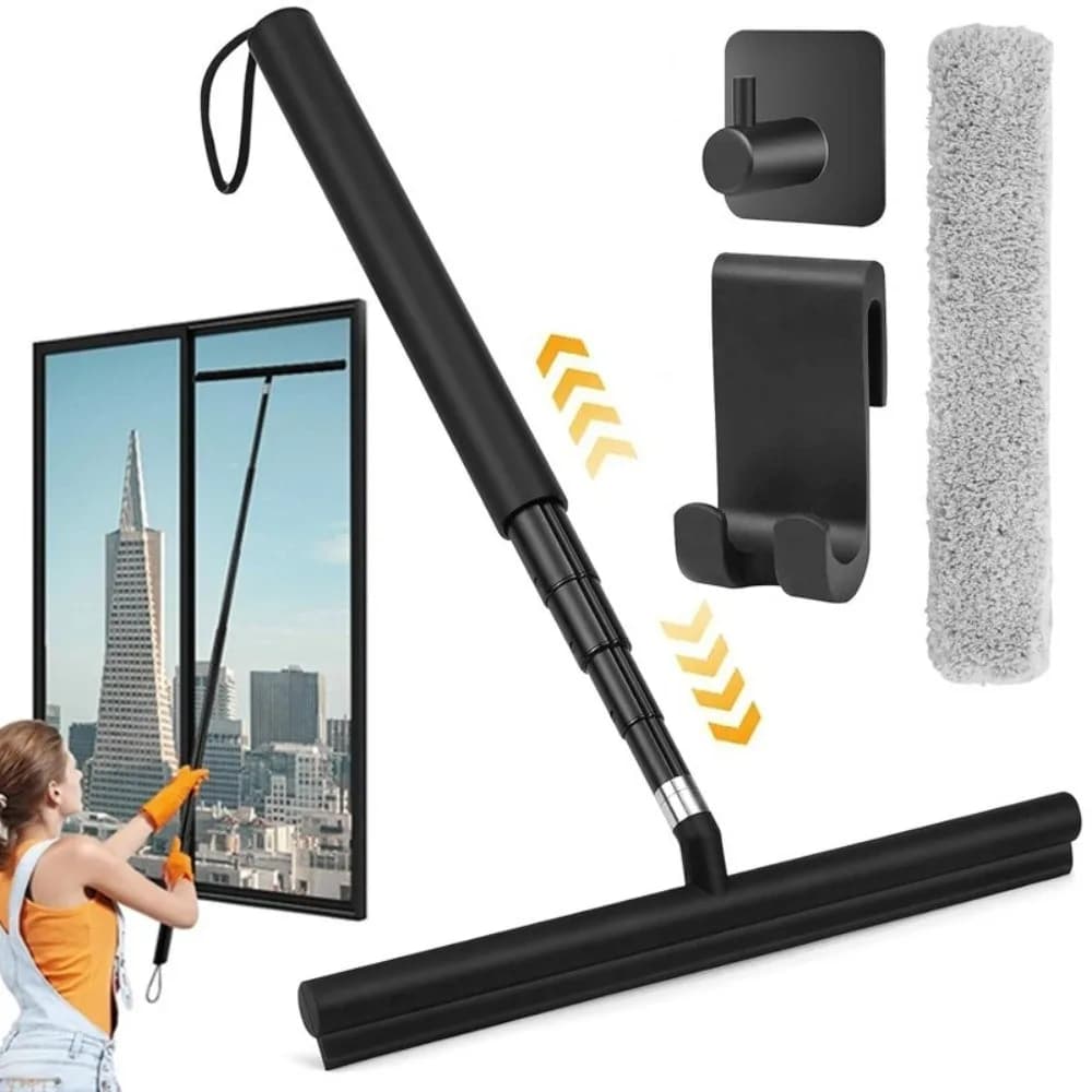 Multi-Use Efficient Telescopic Glass Squeegee Long Handle Streak Free Glass Wiper No Bend Flexible Window Mop Balcony