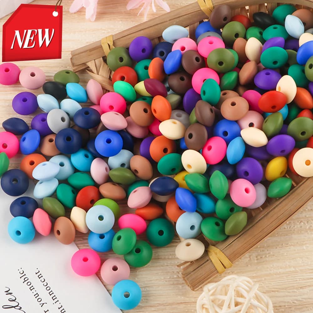 Sunrony 50/100 pz 12mm Nuove Perle di Lenticchie In Silicone Per La Produzione di Gioielli Abaco Perline Collana FAI DA TE Bracciali Accessori di Gioielli